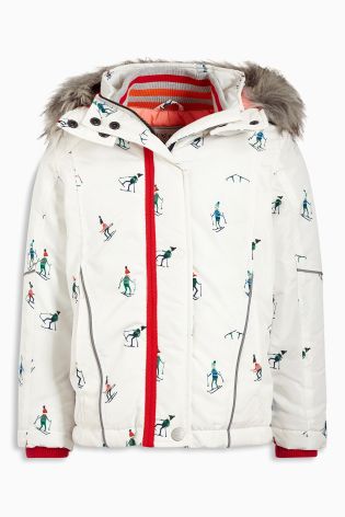 White Ski Print Tech Jacket (3-16yrs)